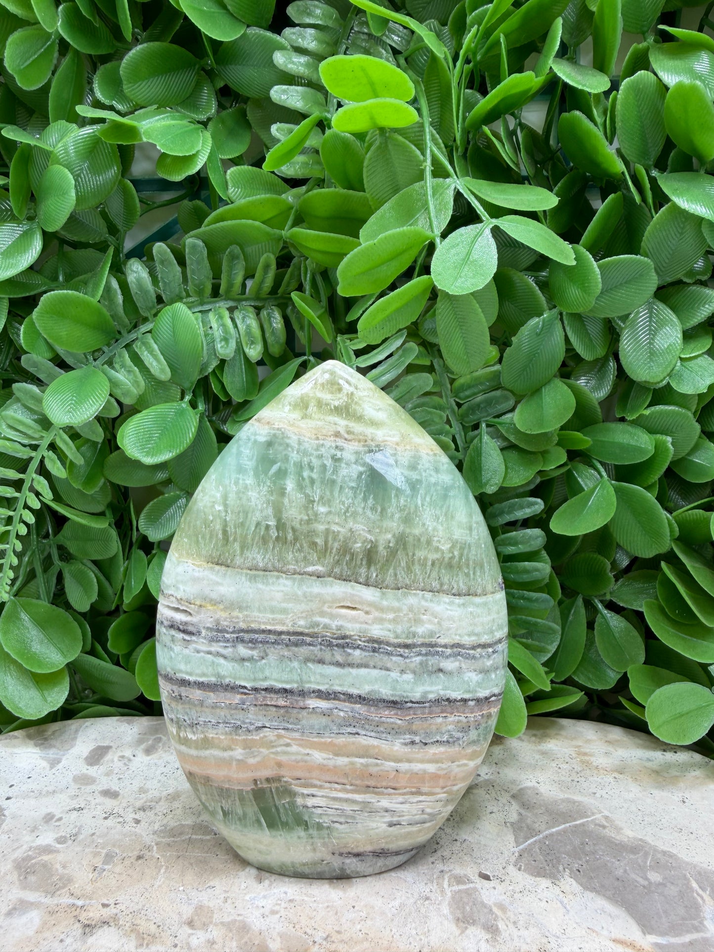 Emerald Kiwi Calcite Teardrop 422g