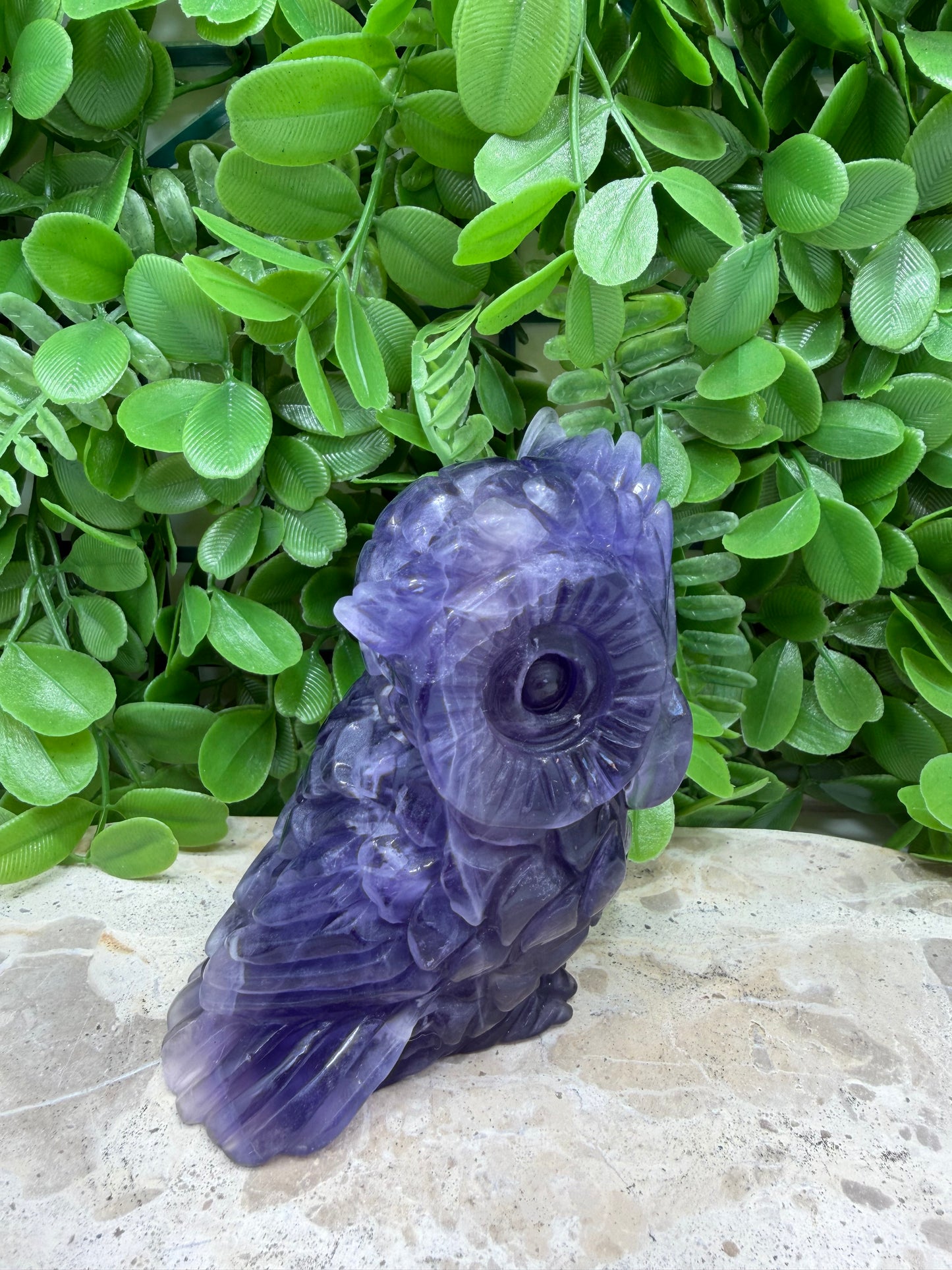 Purple Fluorite Owl 604g