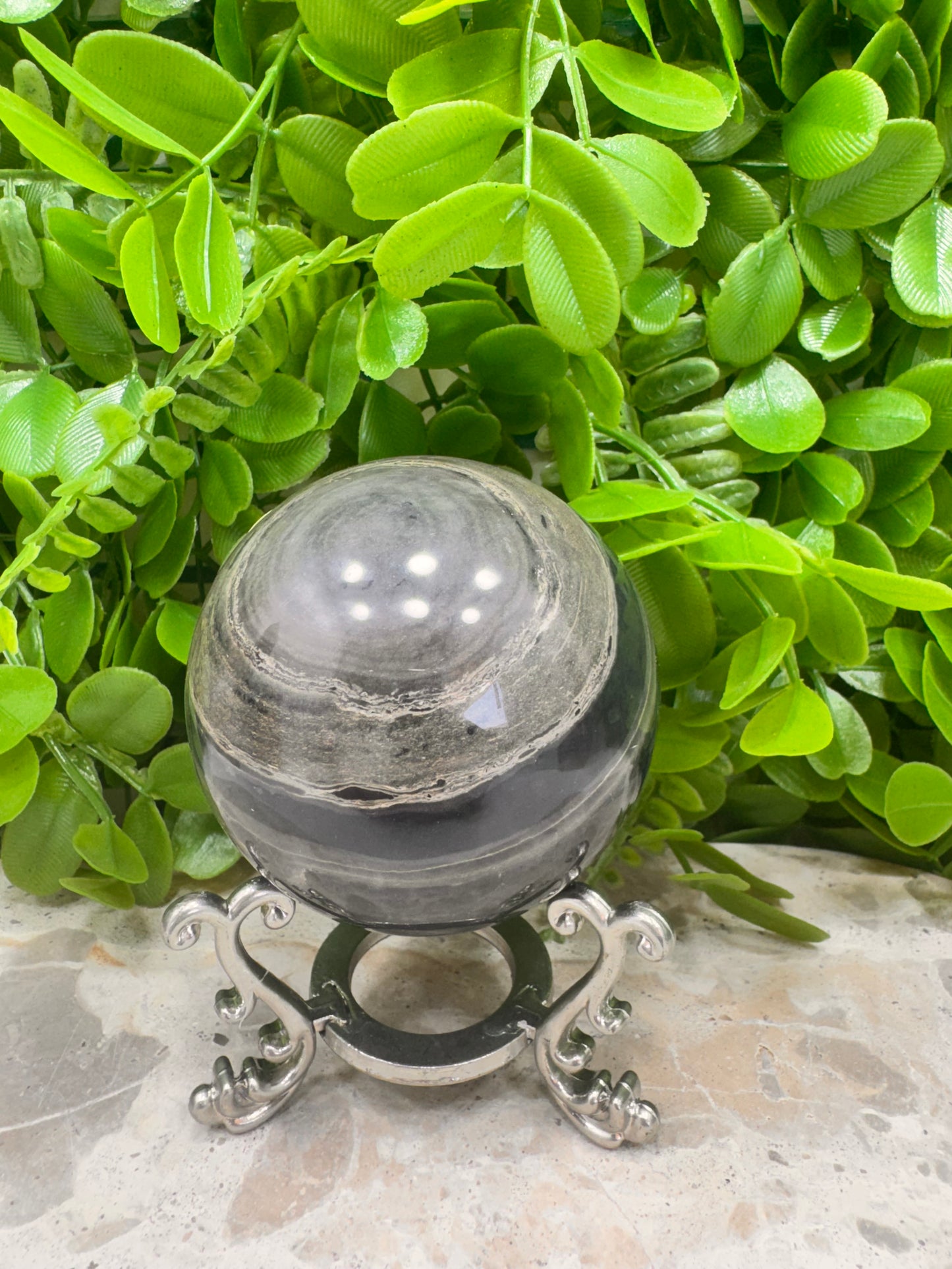 Black Banded Onyx Sphere 452g