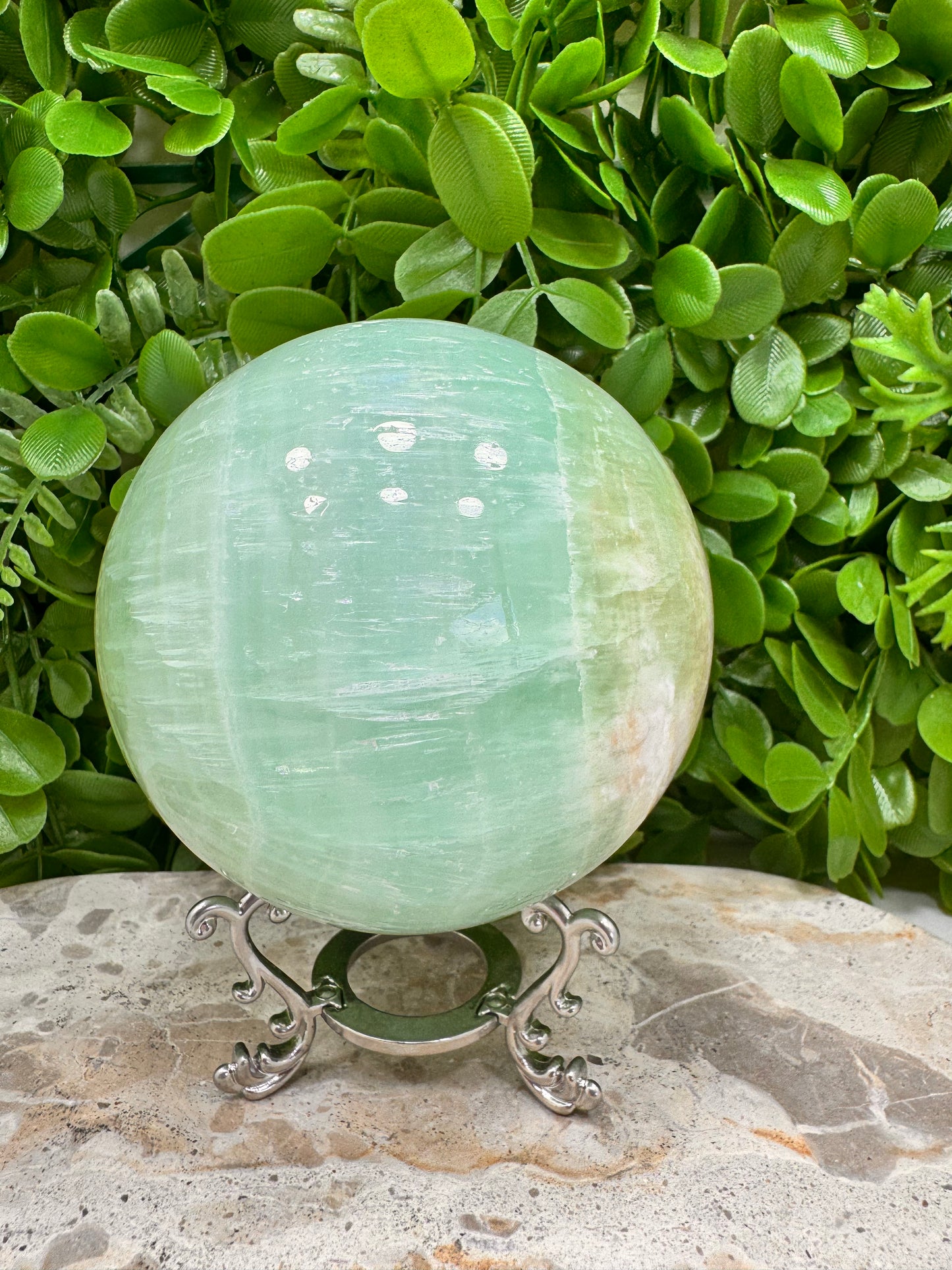 Pistachio Calcite Sphere 1484g