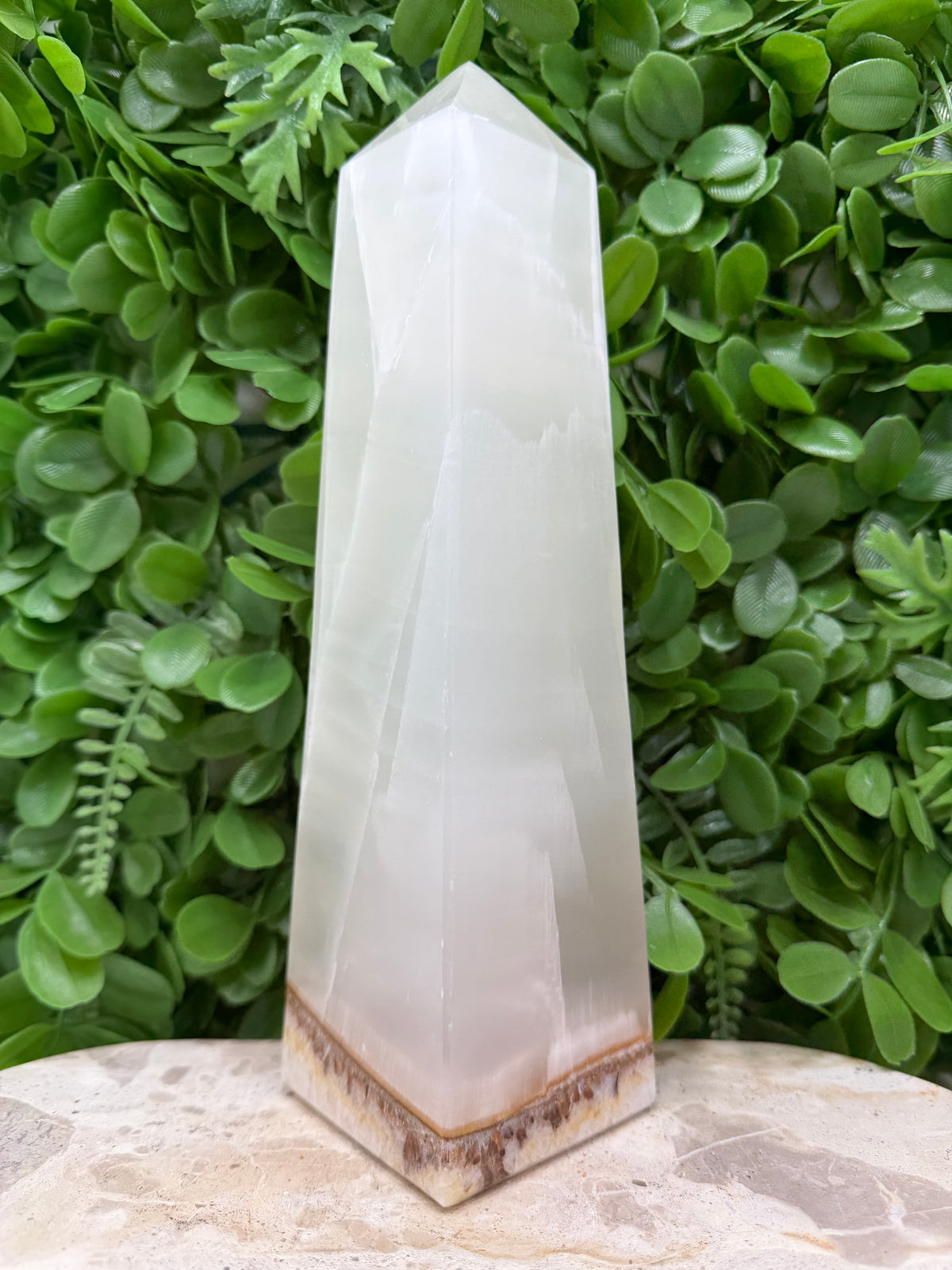 Dendritic Silky White Calcite Tower | Calm • Clarity • Balance