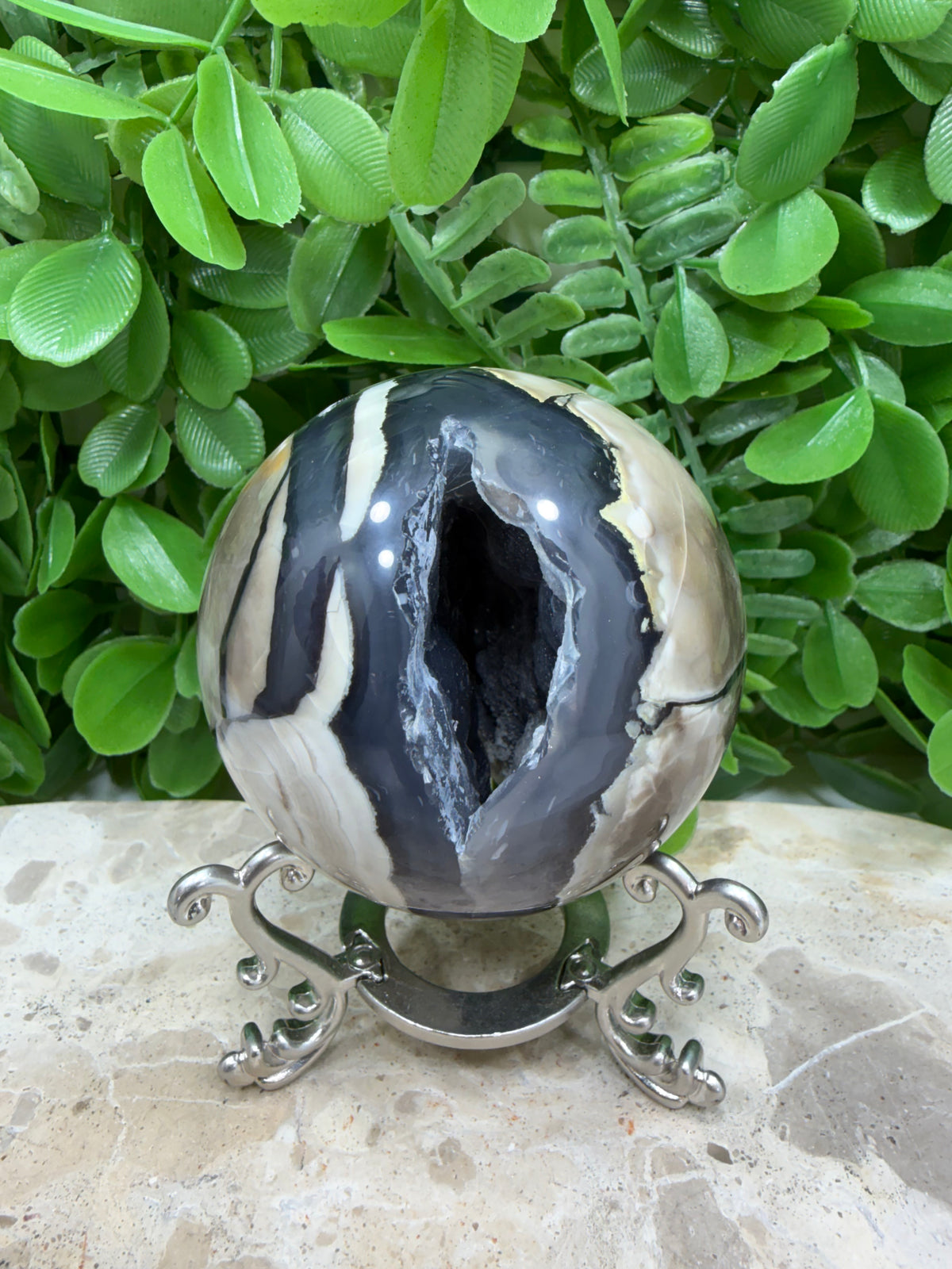 Volcanic Agate Sphere | Grounding • Protection • Strength