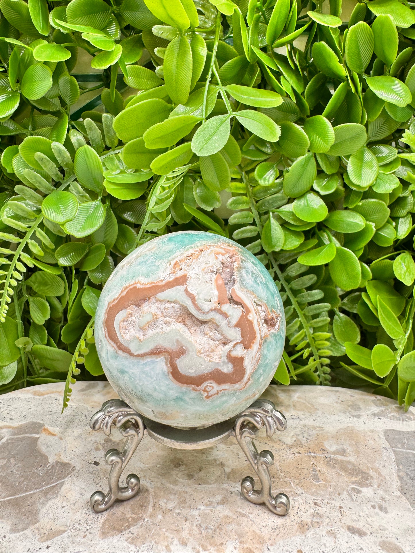Blue Aragonite Sphere 488g