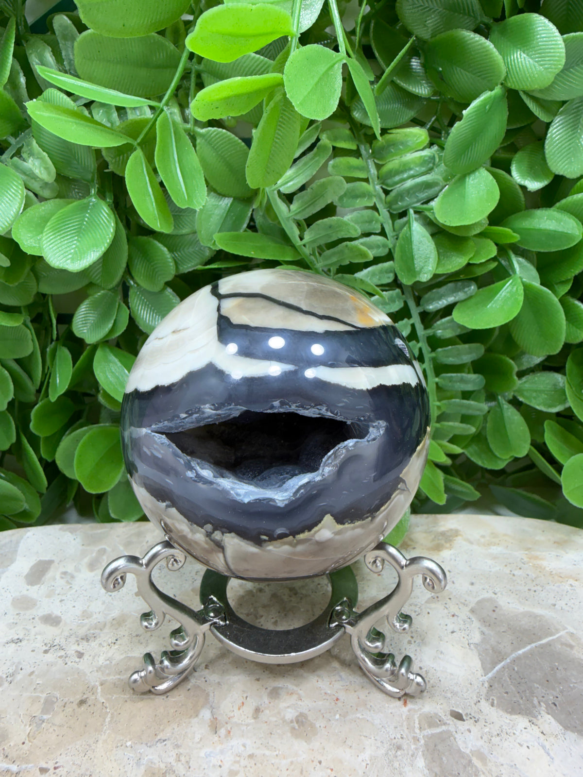 Volcanic Agate Sphere | Grounding • Protection • Strength