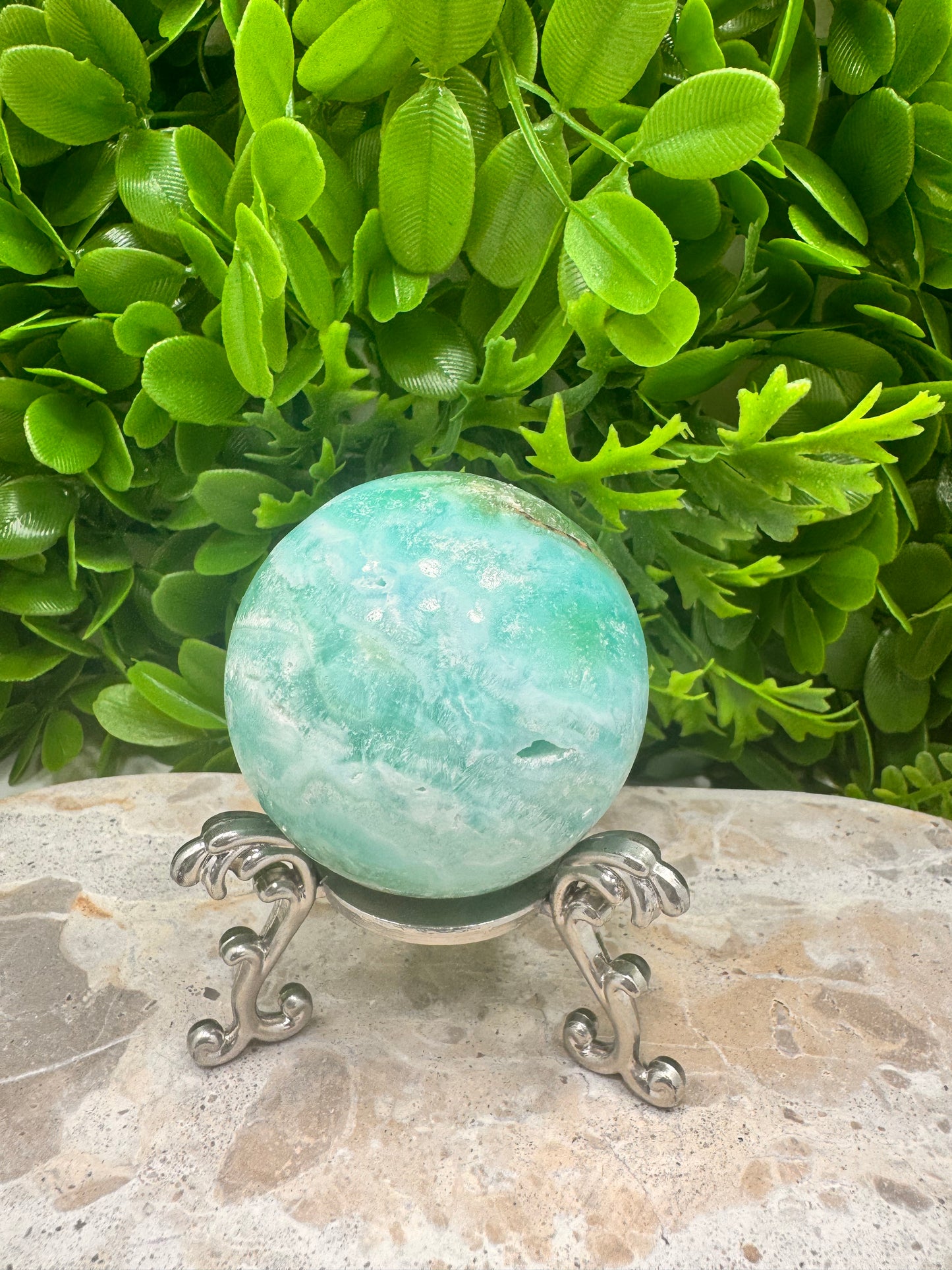 Blue Aragonite with Smithsonite Sphere 288g
