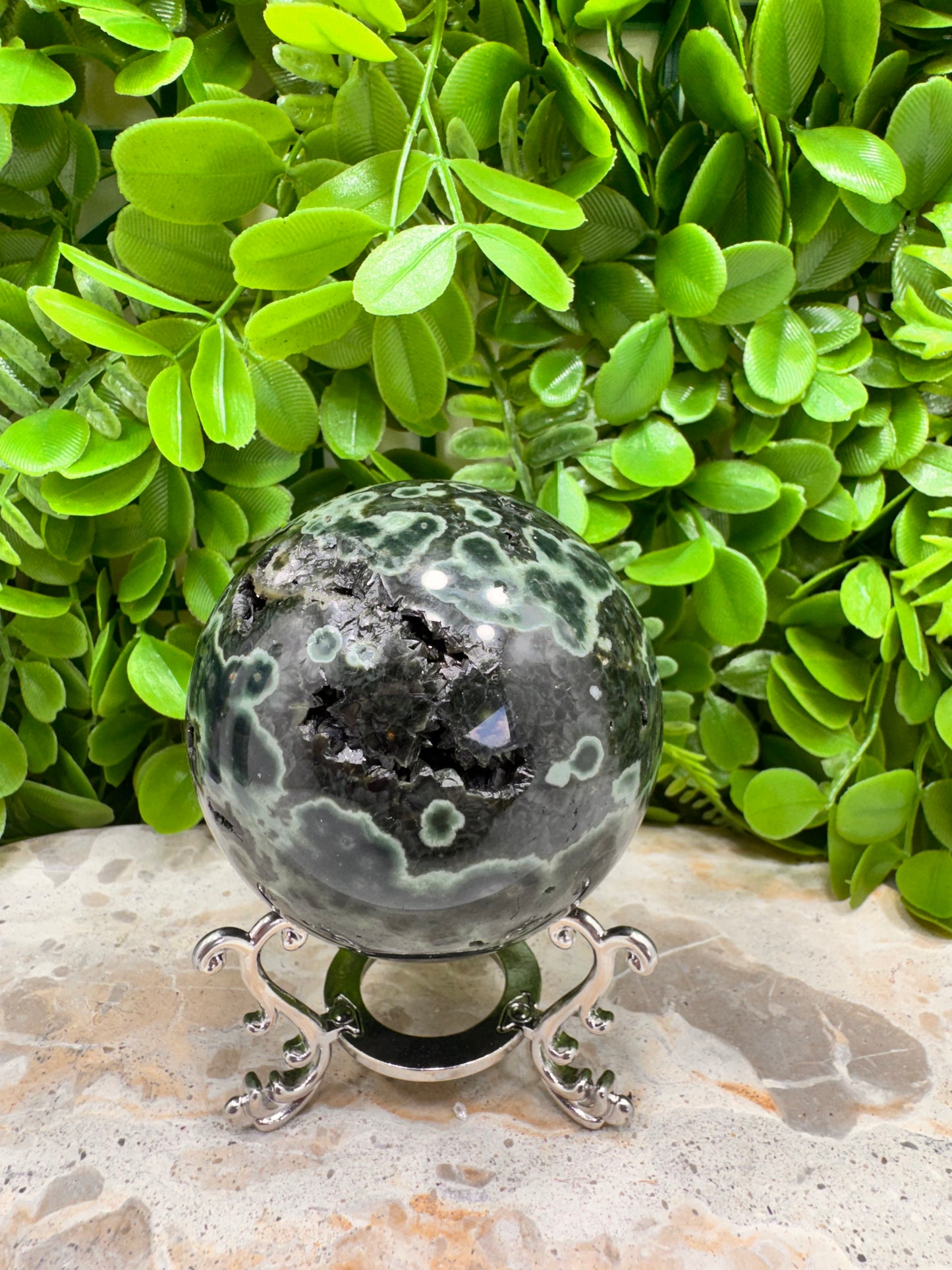 Bubble Ocean Jasper Sphere 536g