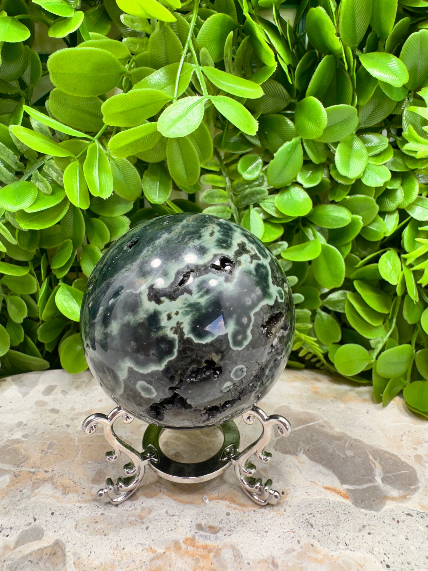 Bubble Ocean Jasper Sphere 536g