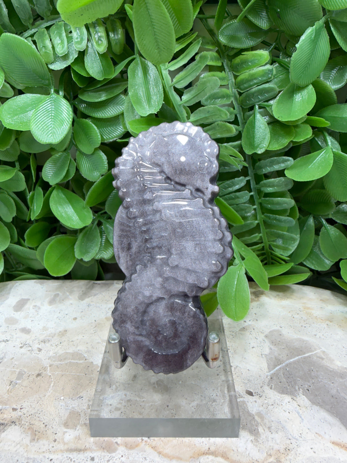 Silver Sheen Obsidian Seahorse 74g