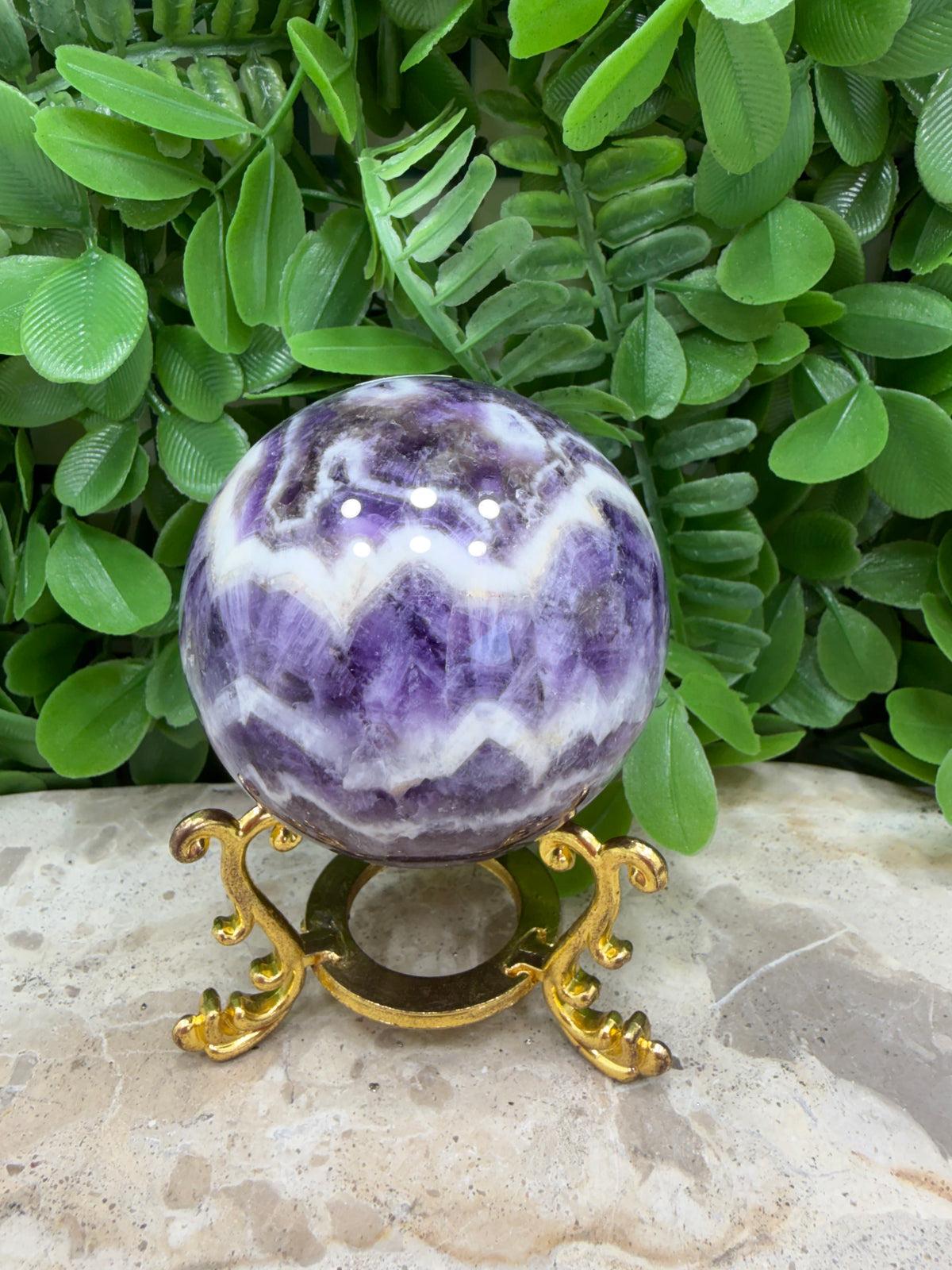 Chevron Amethyst Sphere 338g