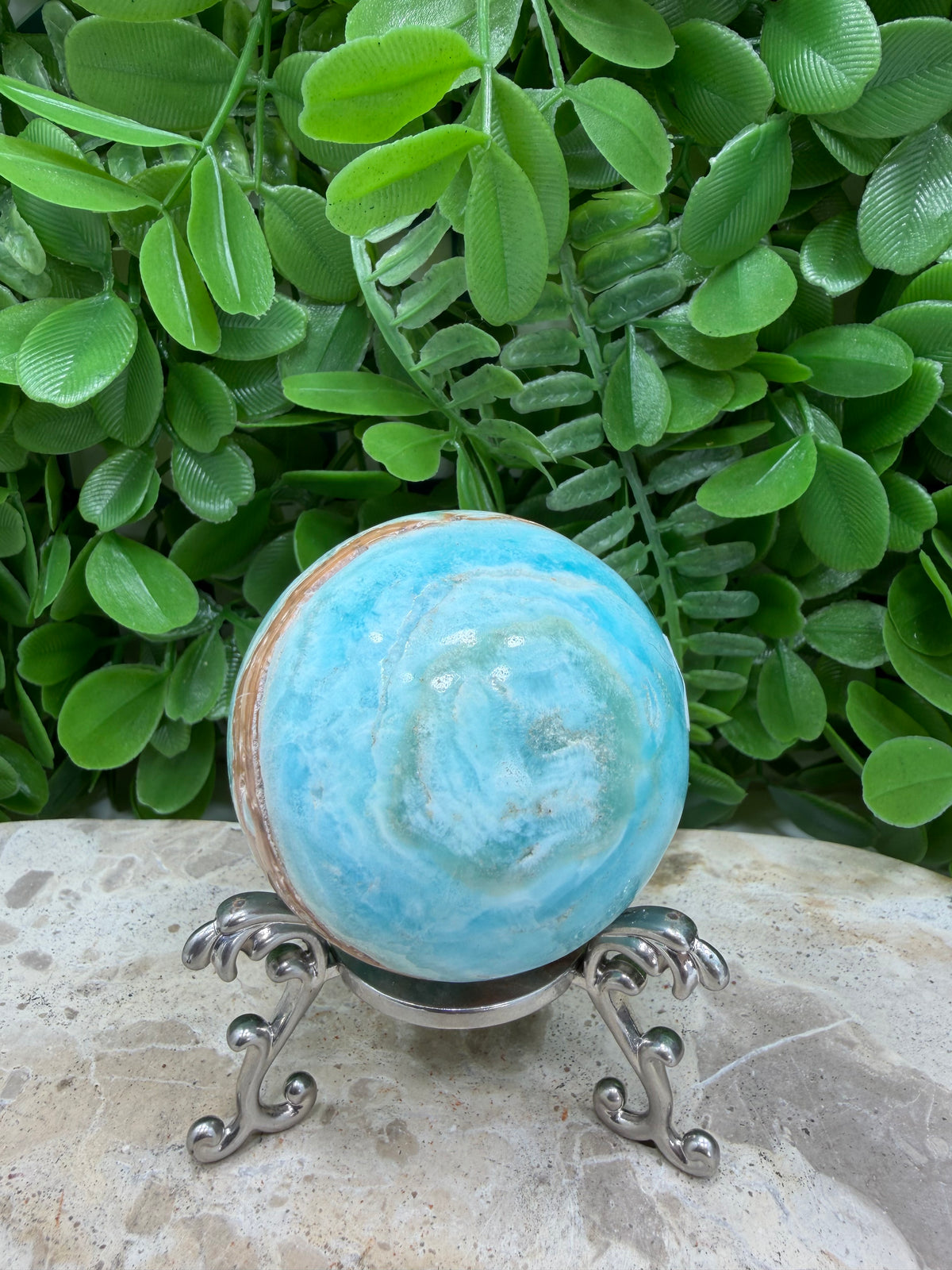 Blue Smithsonite Sphere | Calm • Compassion • Emotional Healing