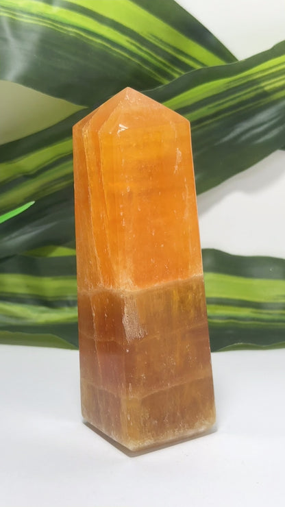 Crystalized Orange Calcite Tower 256g