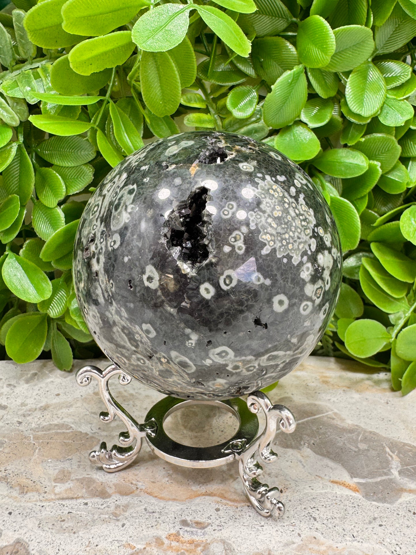 Bubble Ocean Jasper Sphere 702g