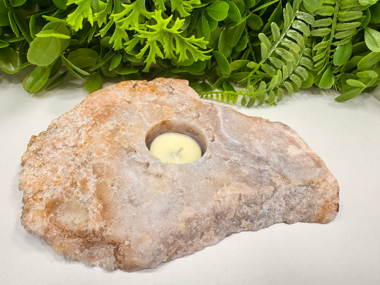Pink Amethyst Tealight Holder 984g