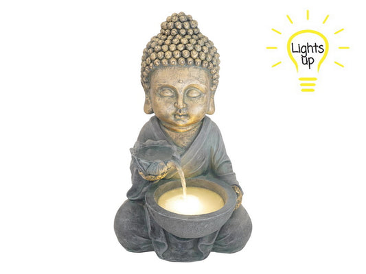 Buddha Fountain with Light Up Bowl 51cm