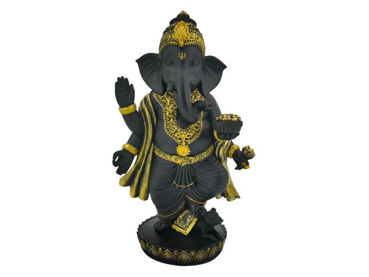 28cm Black & Gold Standing Ganesh