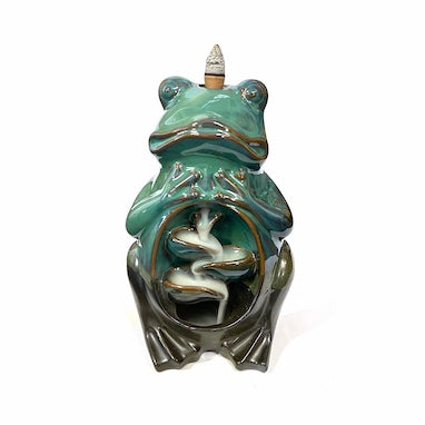 Large Frog Ceramic Backflow Burner Green/Black