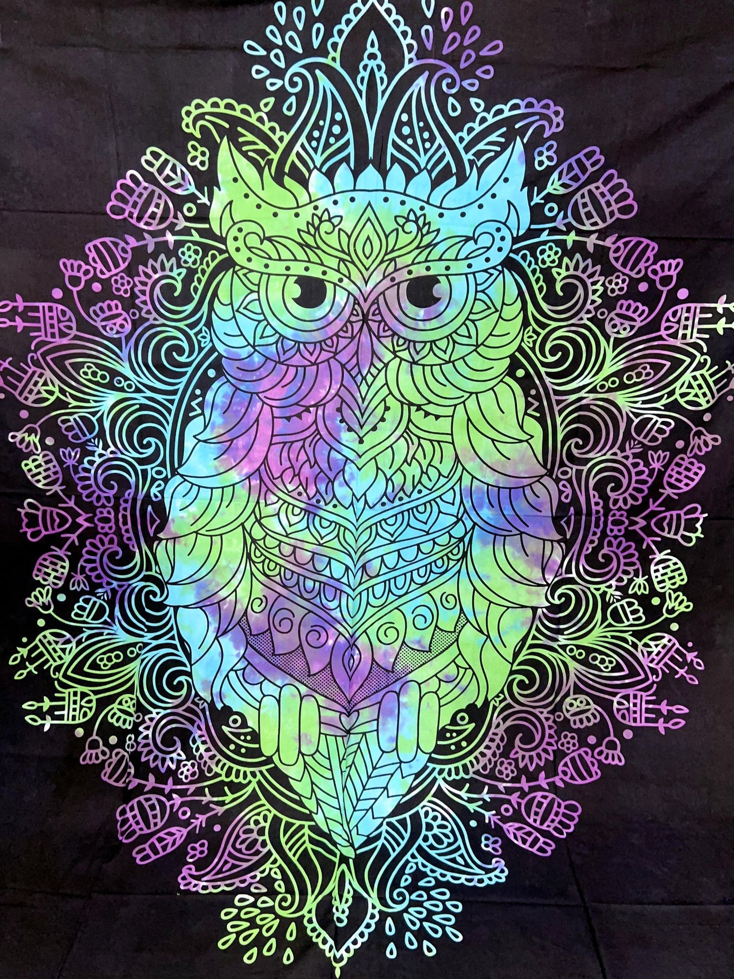 Owl Purple/Green/Blue Throw