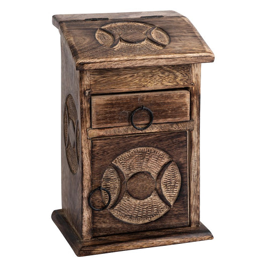 Triple Moon Wooden Chest