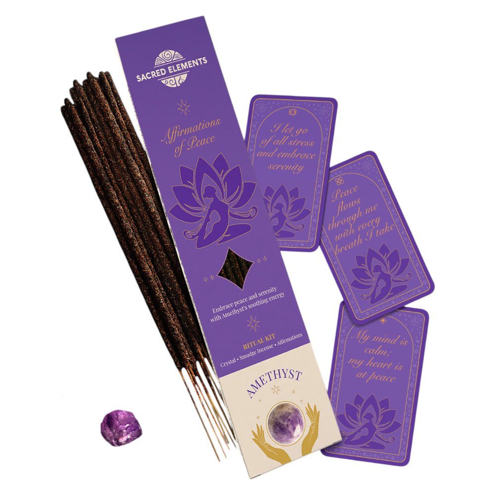 Affirmation of Peace Crystal Smudge Incense Kit