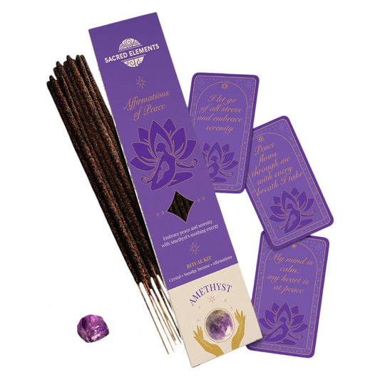 Affirmation of Peace Crystal Smudge Incense Kit