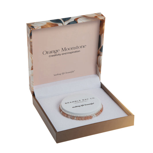 Orange Moonstone & Silver Bead Bramble Bay Bracelet