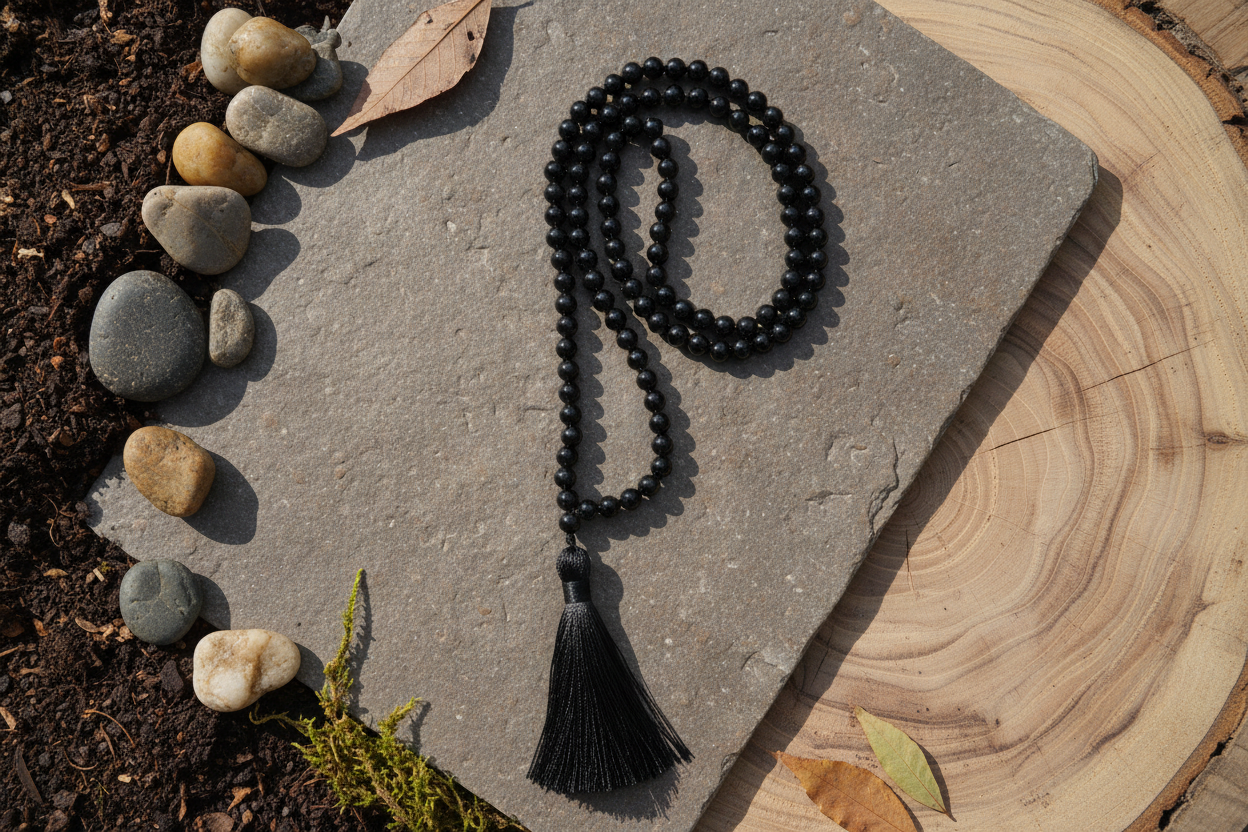 Black Agate Mala Beads