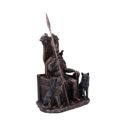 Bronze Odin All Father Wolves and Throne Figurine 22cm