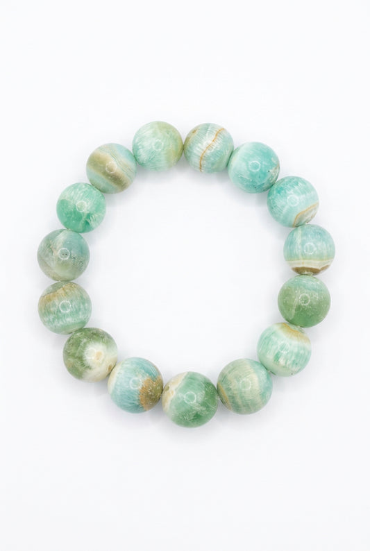 Blue Aragonite-Smithsonite Round Bracelet 14mm