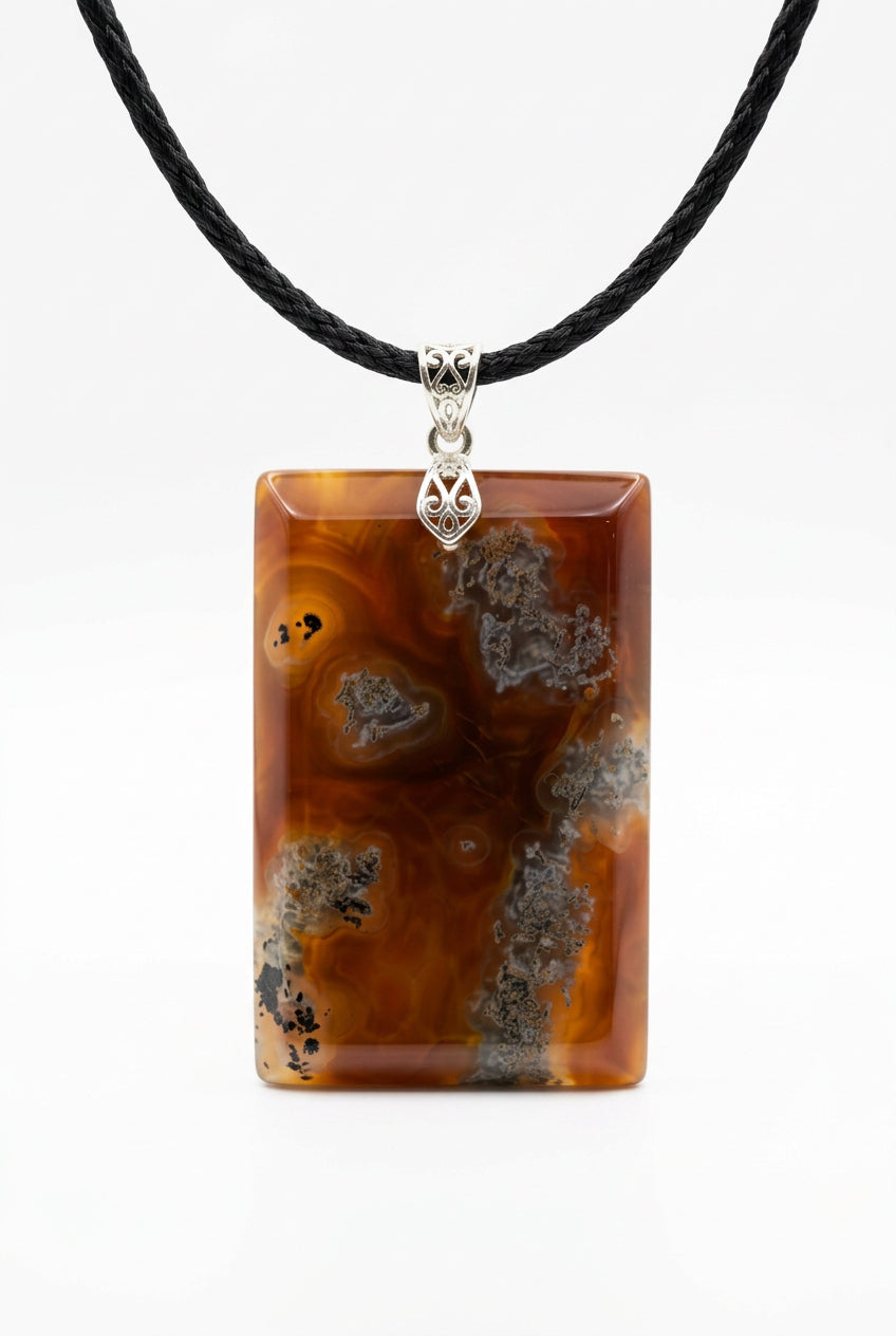 Moss Agate in Carnelian Pendant