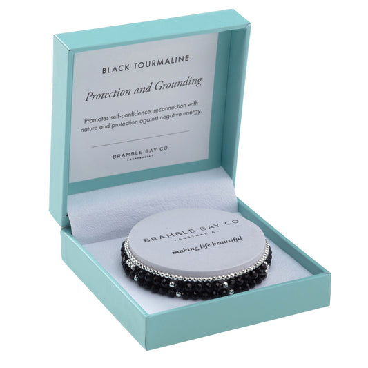 Trio Bracelet Set - Black Tourmaline / Protection & Grounding