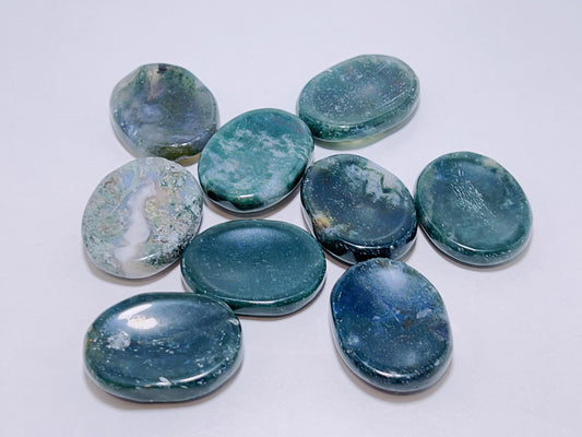 Moss Agate Worry Stone