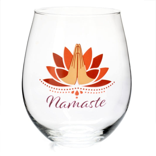 Large Namaste Stemless Glass