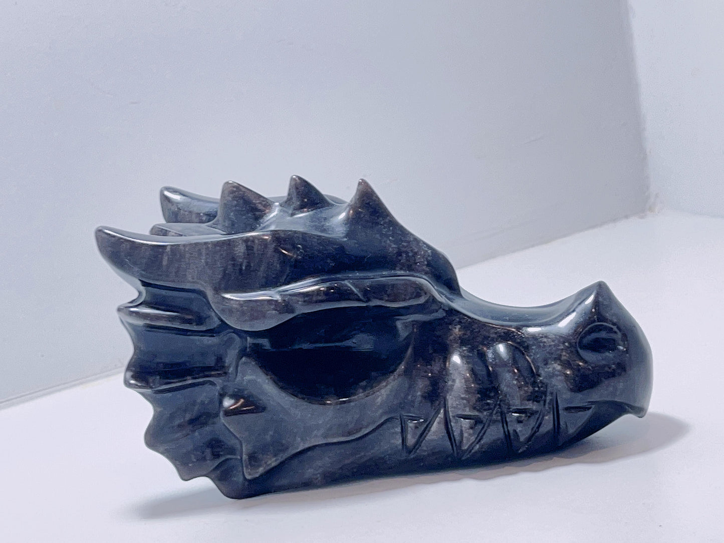 Silver Obsidian Dragon Head 753G