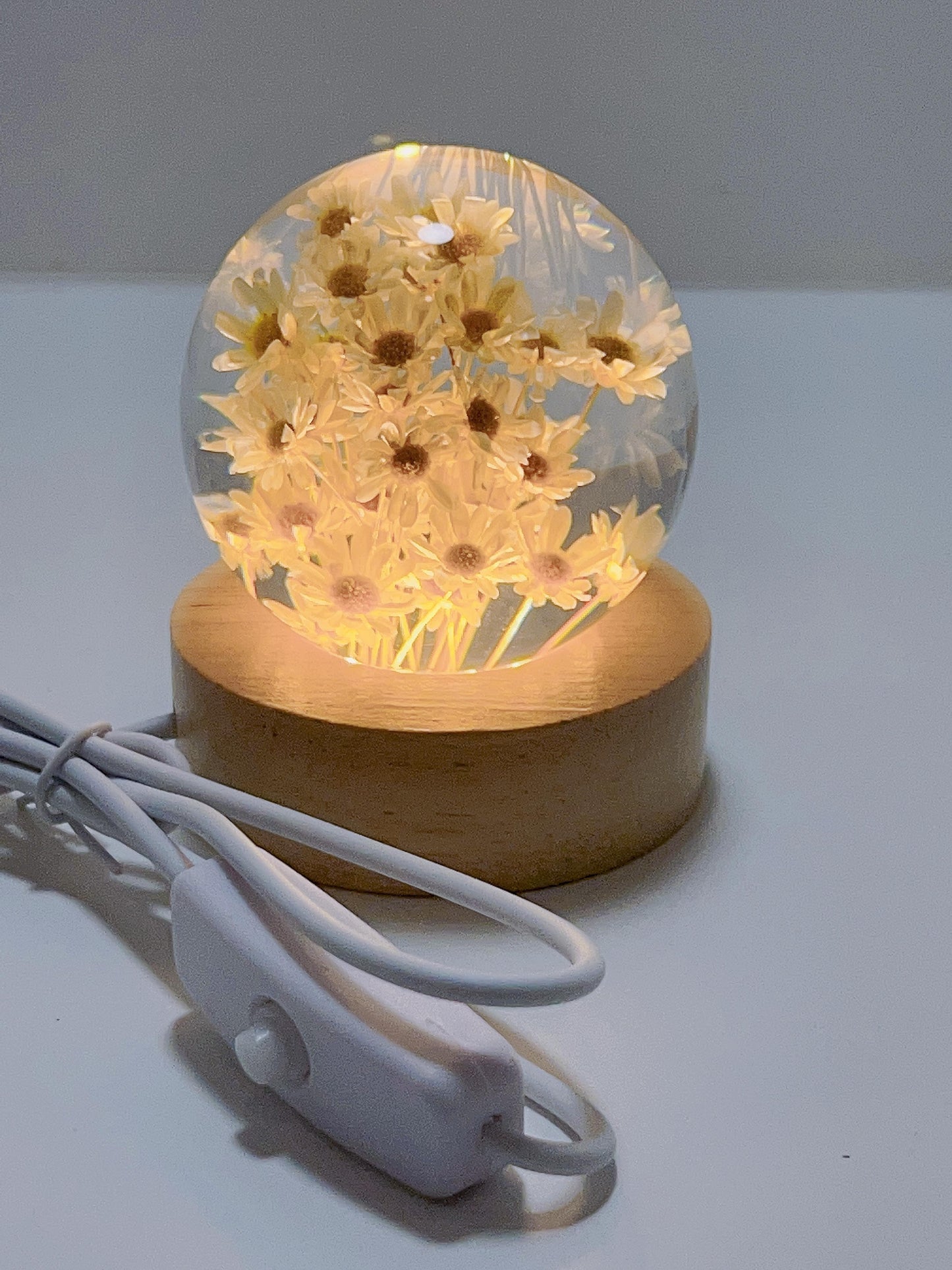 Imortal Flower Lamp - White Flower Sphere